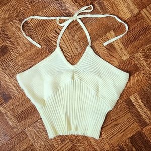 American Eagle yellow knit cropped top